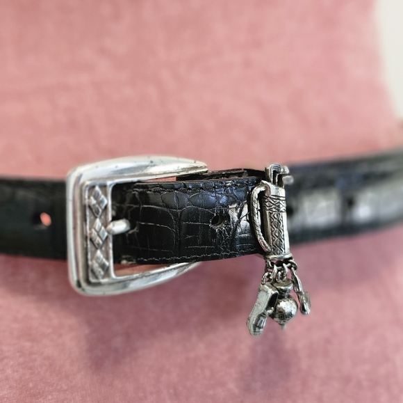 Brighton black leather belt with golf embellished buckle. Size Large. - Picture 2 of 7